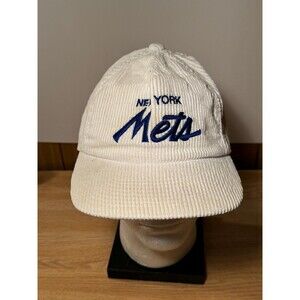 Vintage Sports Specialties New York Mets Cord Corduroy‎ Hat White Rare Script